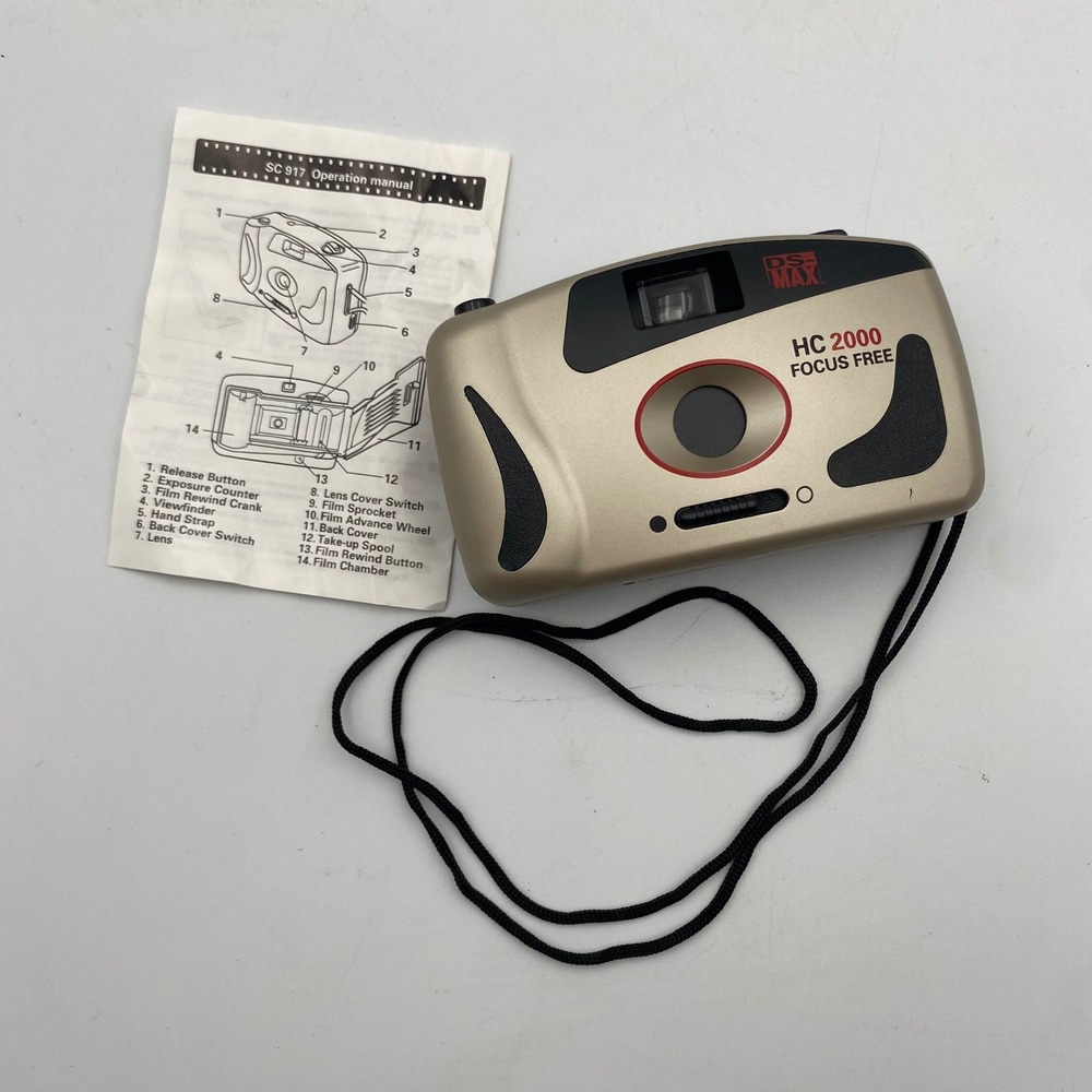 DS-MAX HC 2000 Focus Free 35mm Film Camera Champagne Gold Point Shoot Vintage